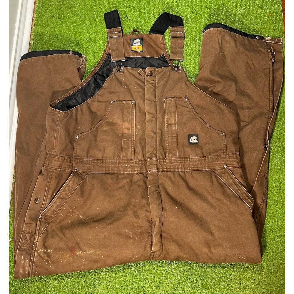Berne Apparel Mens Brown Duck Canvas Bib Overalls B1068BB 34x34 Workwear Pants